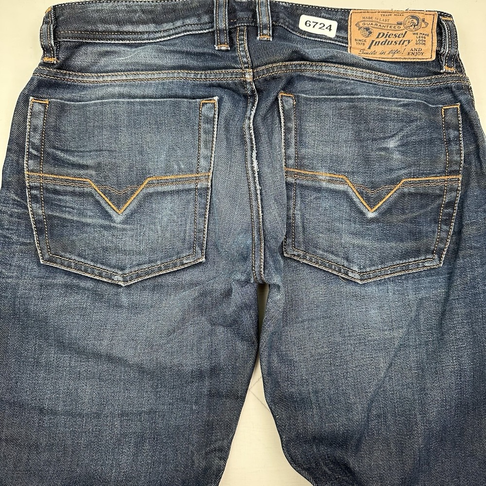 Diesel Bootcut Zatiny Jeans Men 31x27 Dark Blue Raw Hem Regular VTG Y2K Whiskers